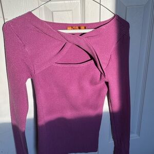 Purple Ribbed Knit Sweater